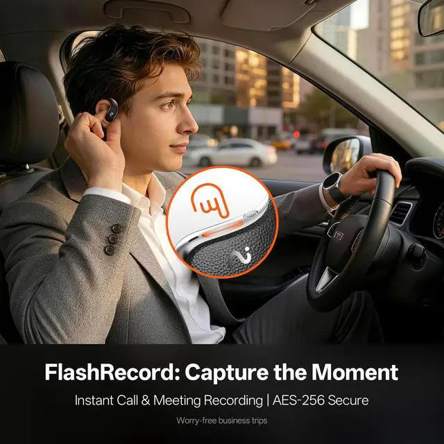 Alt view image 3 of 7 - OpenNote Open-Ear AI Note Taker and Voice Recorder Earbuds | All-Day Comfort, MFi Certified, Meeting and Call Recording, Live Transcription, AI Summary, 53H Battery, Fast Charging, IP55