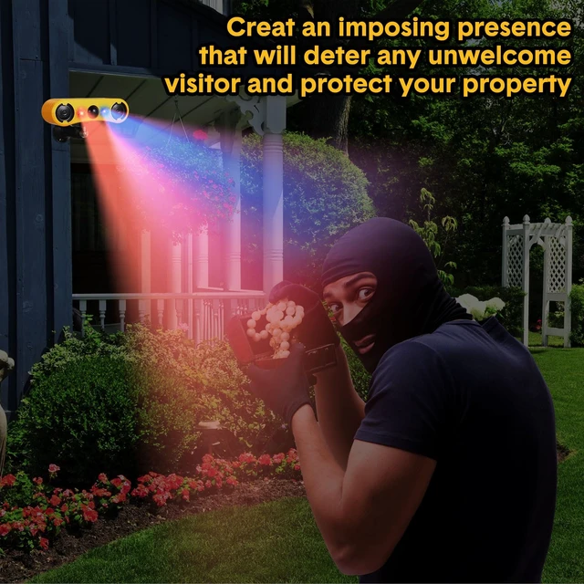 Alt view image 6 of 7 - 6 Pack Solar Motion Sensor Alarm 129db Motion Detector Noise Maker 13 Sound Detector Strobe Light, 4 Modes Animal Deterrent Dog Barking Alarm, Mount on Ground Fence Wall Garden