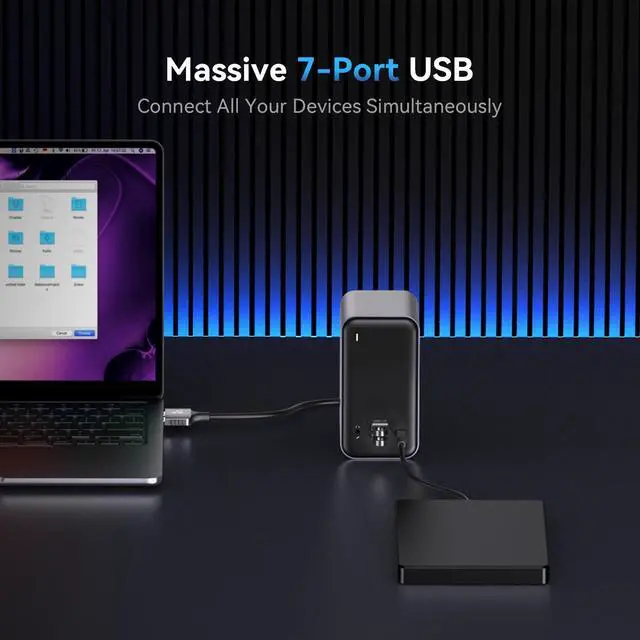 Alt view image 5 of 7 - 16-in-2 MacBook Docking Station Dual 4K@60Hz, 7 USB, 2 HDMI | 100W PD Fast Charging, Gigabit Ethernet,Plug-and-Play, for Creative Professionals &Remote Workers/MacBook Owners (2016-2026)