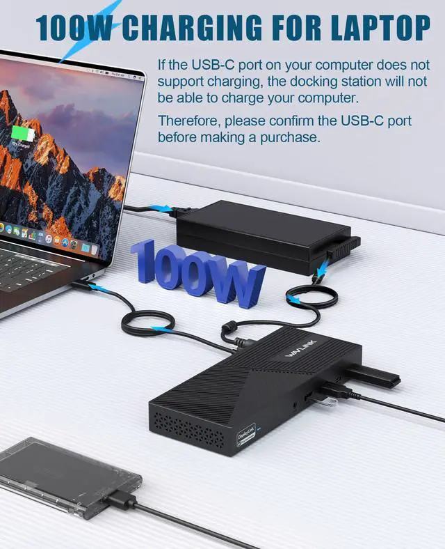 Alt view image 4 of 7 - USB-C Triple Monitor Docking Station, 3 * 4K@60Hz Displaylink Dock | 100W PD For Mac(M1-M5/Neo), Windows, 3×HDMI/2×DisplayPort, 6x10Gbps USB Ports, Ideal for Workstation & Home Offic