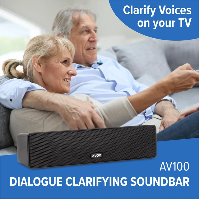 Alt view image 2 of 7 - AccuVoice AV100 Dialogue Clarifying Soundbar- 6 Levels of Voice Boost Compact TV Speaker, AccuVoice Hearing Technology, Black