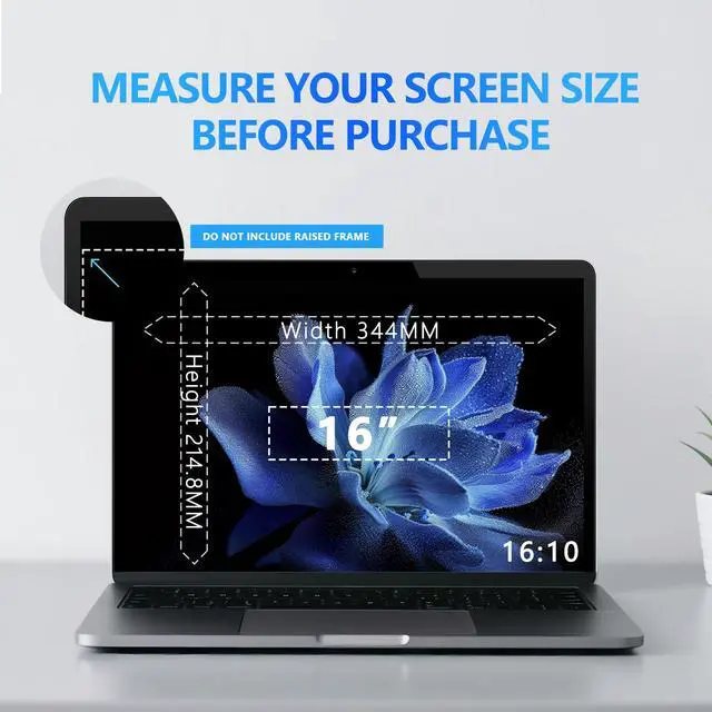 Alt view image 2 of 7 - 4-Way Laptop Privacy Screen Shield 16 Inch 16:10 Aspect, Removable 360° Privacy Filter Screen Protector for 16 Inch Laptop Computer, Anti Glare Blue Light Slide Mount Tabs Cover