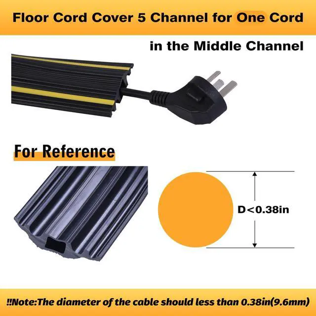 Alt view image 6 of 7 - 6FT Floor Cord Cover-Cord Cover Floor,Power Cable Protector Soft Extension Floor Cable Cover to Organize and Protect Wire on Floor, Electrical Cord Covers for Floor (6ft)