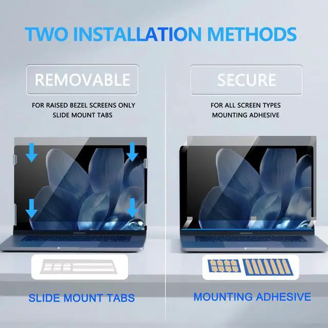 Alt view image 7 of 7 - 4-Way Laptop Privacy Screen Shield 16 Inch 16:10 Aspect, Removable 360° Privacy Filter Screen Protector for 16 Inch Laptop Computer, Anti Glare Blue Light Slide Mount Tabs Cover