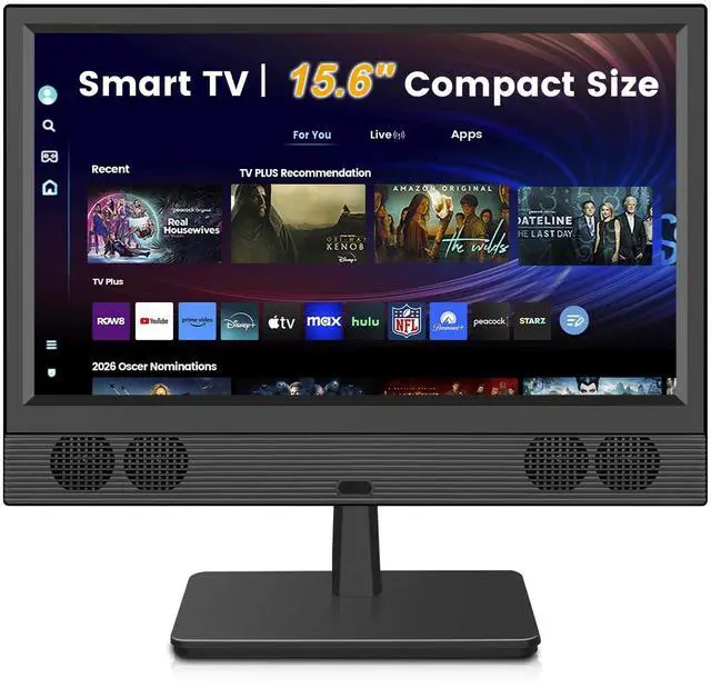 Main image of 15.6 Inch Small Smart TV - Full HD 1080p Compact Flat Screen Smart Television with Wi/Fi, Bluetooth, Voice Remote for Kitchen, Bedroom, RV