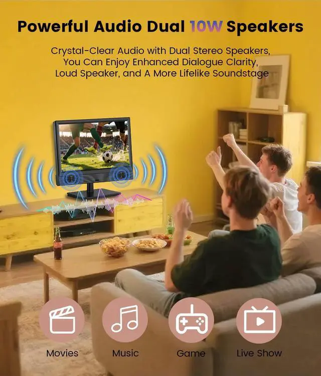 Alt view image 5 of 7 - 15.6 Inch Small Smart TV - Full HD 1080p Compact Flat Screen Smart Television with Wi/Fi, Bluetooth, Voice Remote for Kitchen, Bedroom, RV