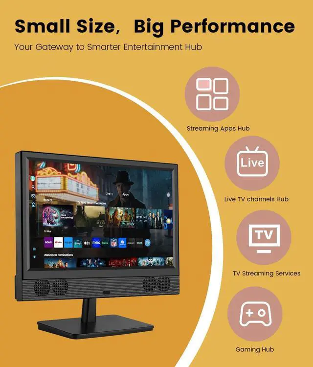 Alt view image 6 of 7 - 15.6 Inch Small Smart TV - Full HD 1080p Compact Flat Screen Smart Television with Wi/Fi, Bluetooth, Voice Remote for Kitchen, Bedroom, RV