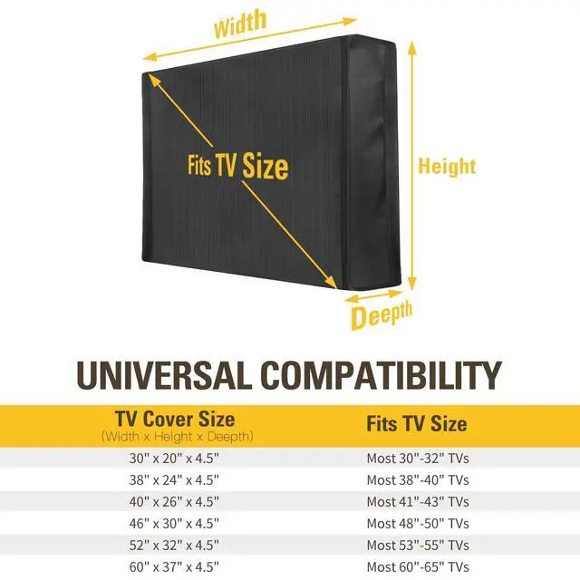 Alt view image 2 of 7 - Outdoor TV Cover Weatherproof with Bottom Cover for 30-32 inch TV, Waterproof and Dustproof TV Screen Protectors with Remote Control Pocket for Outside LED, LCD, OLED Flat Screen TVs