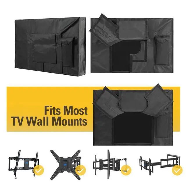 Alt view image 4 of 7 - Outdoor TV Cover Weatherproof with Bottom Cover for 30-32 inch TV, Waterproof and Dustproof TV Screen Protectors with Remote Control Pocket for Outside LED, LCD, OLED Flat Screen TVs