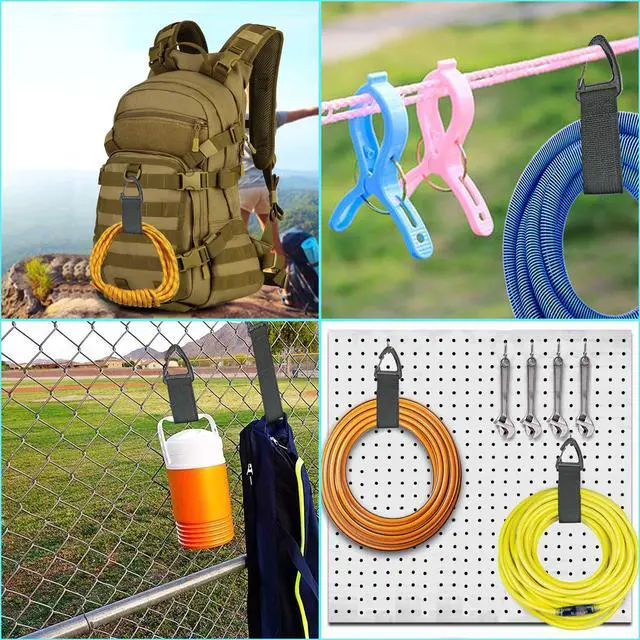 Alt view image 4 of 7 - Extension Cord Organizer Garage Organization with Carabiner 8 Pack | 16-Inch straps, Holds Up to 50 lbs, Hose holder, Carabiner Clip, Heavy Duty, For House, For Yard, For Storage, For Workshop
