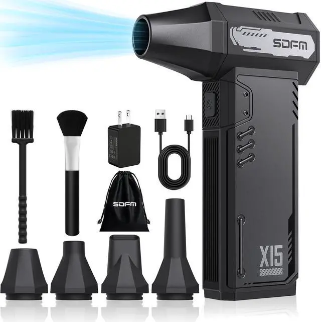 Main image of Compressed Air Duster,180,000RPM High Speed brushless Motor Mini Blower | 3-speed adjustable electric air duster with multiple nozzles, for cleaning car, keyboard, computer, home and outdoor