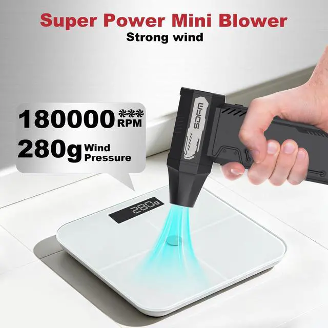 Alt view image 6 of 7 - Compressed Air Duster,180,000RPM High Speed brushless Motor Mini Blower | 3-speed adjustable electric air duster with multiple nozzles, for cleaning car, keyboard, computer, home and outdoor