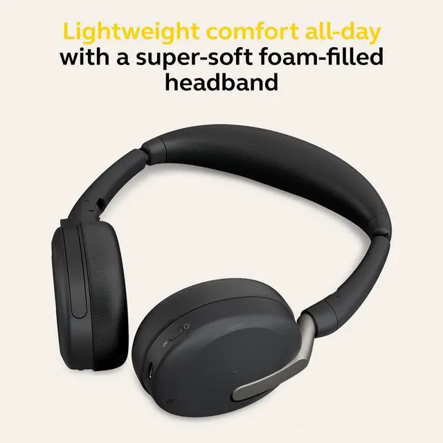 Alt view image 3 of 7 - Evolve2 65 Flex Wireless Stereo Headset with Hybrid ANC, Black | Bluetooth Wireless Design, Noise-Cancelling ClearVoice Mic, Hybrid ANC for Focus, Works with Zoom and Google Meet