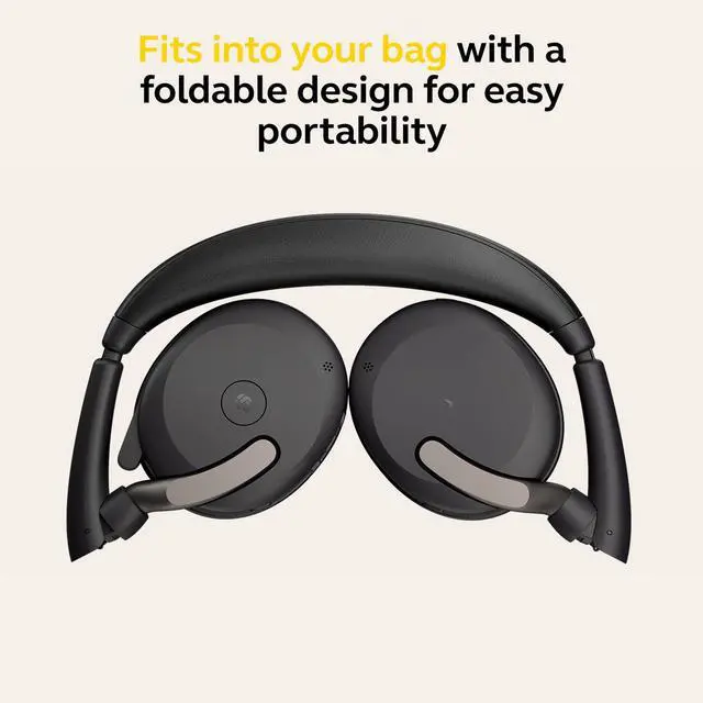 Alt view image 7 of 7 - Evolve2 65 Flex Wireless Stereo Headset with Hybrid ANC, Black | Foldable Lightweight Design, ClearVoice Mic Technology, Hybrid ANC for Busy Spaces, Certified for Microsoft Teams