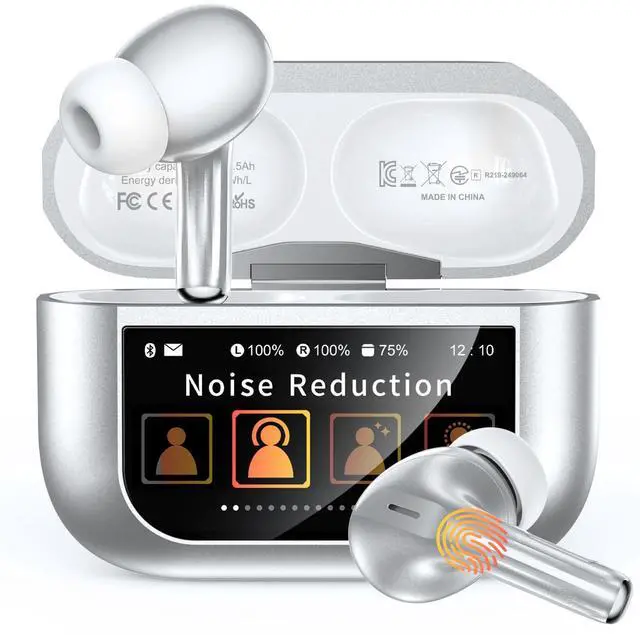 Main image of Wireless Earbuds, Ear Buds Active Noise Cancelling with Smart Charging Case, Bluetooth 5.4 Headphones, 48H Playtime & Bass Stereo Sound, Compatible with iPhone, Android, Pad - Sliver