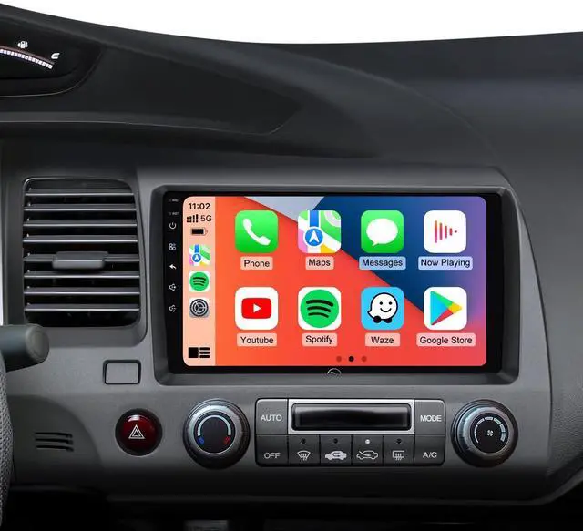Main image of Car Radio Stereo for Honda Civic 2006-2011, Wireless CarPlay Android Auto | 9" IPS HD touchscreen, 64G storage, 5G WiFi GPS navigation, phone link, Bluetooth FM AM SWC, 1080P backup camera