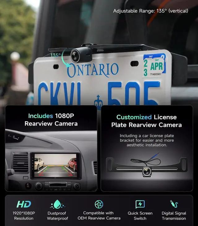 Alt view image 5 of 7 - Car Radio Stereo for Honda Civic 2006-2011, Wireless CarPlay Android Auto | 9" IPS HD touchscreen, 64G storage, 5G WiFi GPS navigation, phone link, Bluetooth FM AM SWC, 1080P backup camera