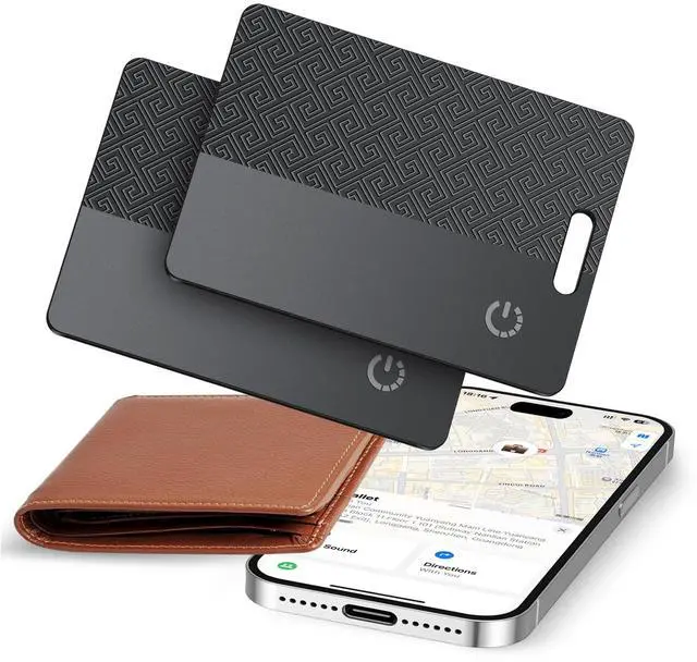 Main image of Ultra-Thin Wallet Tracker Card(iOS Only), Bluetooth Tracker Smart Card for Apple Find My iPhone Wallet GPS Tracker, Supports Wireless Charging, 10 Years Battery for Luggage, Wallets, Classic Black