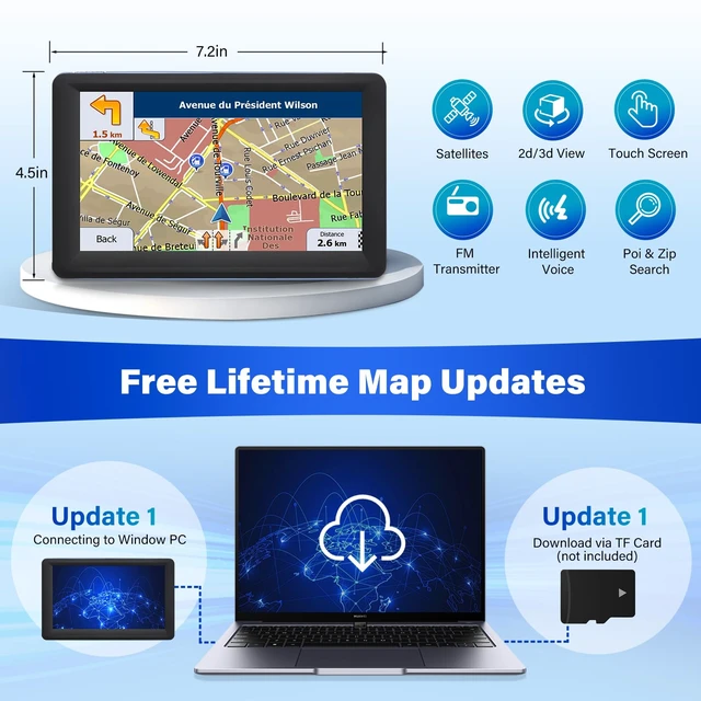 Alt view image 4 of 5 - 7" GPS Navigator for Car Truck RV, 2026 Maps, Touchscreen GPS for Car 7" Car GPS with 2026 Maps Free Updates, Speed Camera Alerts, Custom Truck Routing, Voice-Guided Turn Directions