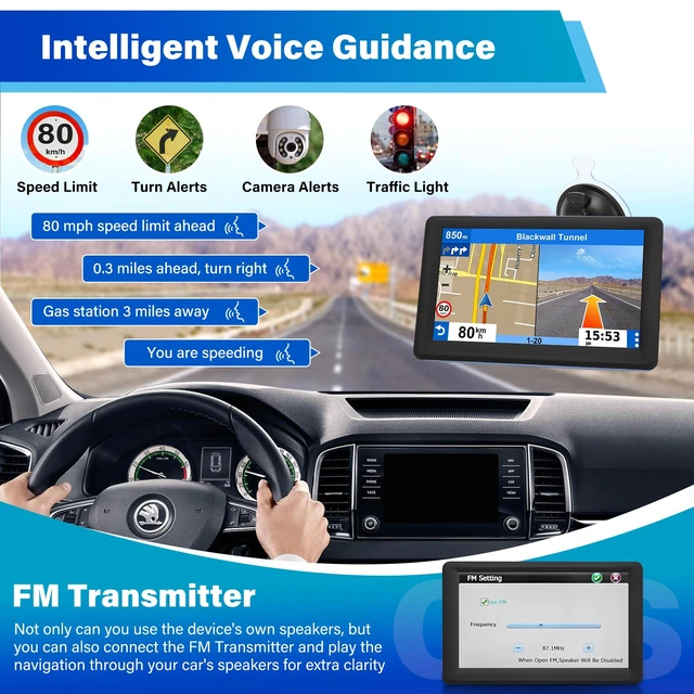Alt view image 3 of 5 - 7" GPS Navigator for Car Truck RV, 2026 Maps, Touchscreen GPS for Car 7" Car GPS with 2026 Maps Free Updates, Speed Camera Alerts, Custom Truck Routing, Voice-Guided Turn Directions