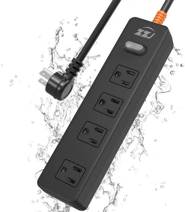 Main image of Outdoor Power Strip Weatherproof, 6FT Extension Cord with 4 Outlets | 1625W/13A, IPX6 Waterproof, Electric Shockproof & Overload Protection, Wall Mountable for Kitchen, Workshop, Patio, Porch