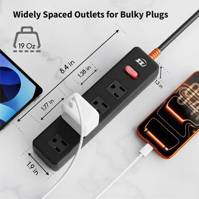 Alt view image 4 of 7 - Outdoor Power Strip Weatherproof, 6FT Extension Cord with 4 Outlets | 1625W/13A, IPX6 Waterproof, Electric Shockproof & Overload Protection, Wall Mountable for Kitchen, Workshop, Patio, Porch