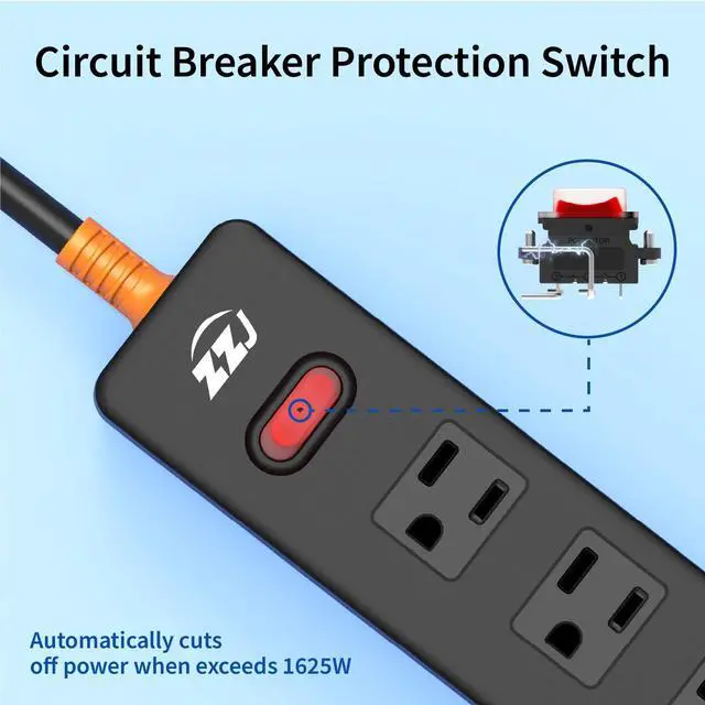 Alt view image 6 of 7 - Outdoor Power Strip Weatherproof, 6FT Extension Cord with 4 Outlets | 1625W/13A, IPX6 Waterproof, Electric Shockproof & Overload Protection, Wall Mountable for Kitchen, Workshop, Patio, Porch