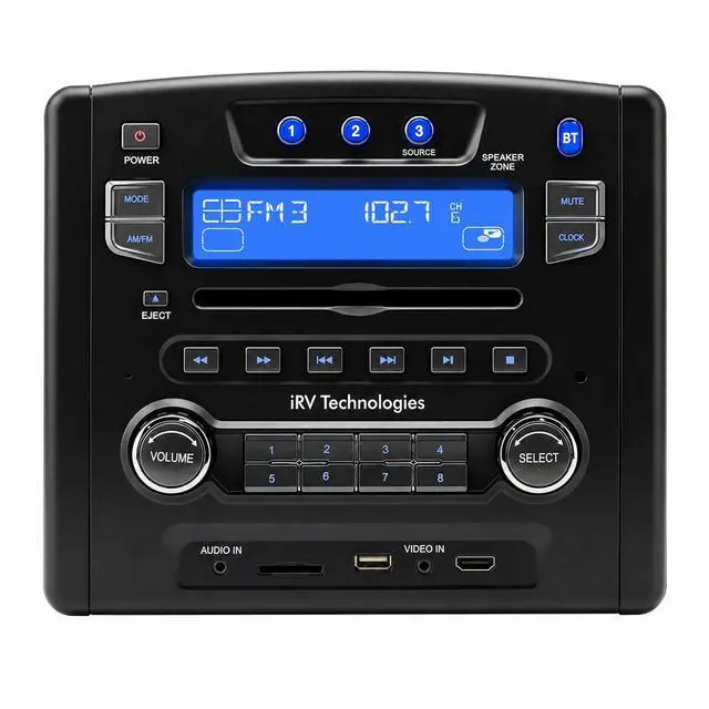 Alt view image 2 of 7 - iRV Technology iRV34 AM/FM/CD/DVD/MP3/MP4 /USB/SD/HDMI/Digital2.1/Surround Sound/Bluetooth 3 Zones wall mount RV Radio Stereo