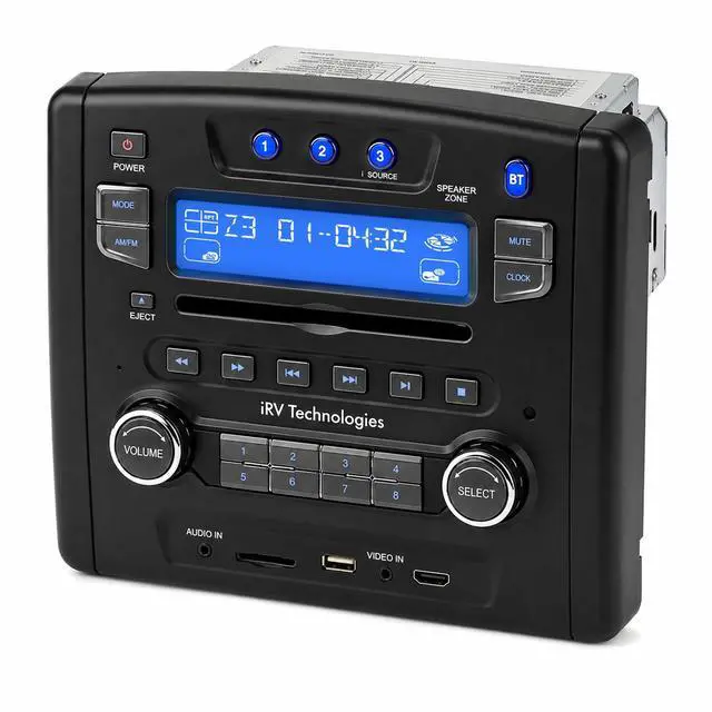 Main image of iRV Technology iRV34 AM/FM/CD/DVD/MP3/MP4 /USB/SD/HDMI/Digital2.1/Surround Sound/Bluetooth 3 Zones wall mount RV Radio Stereo