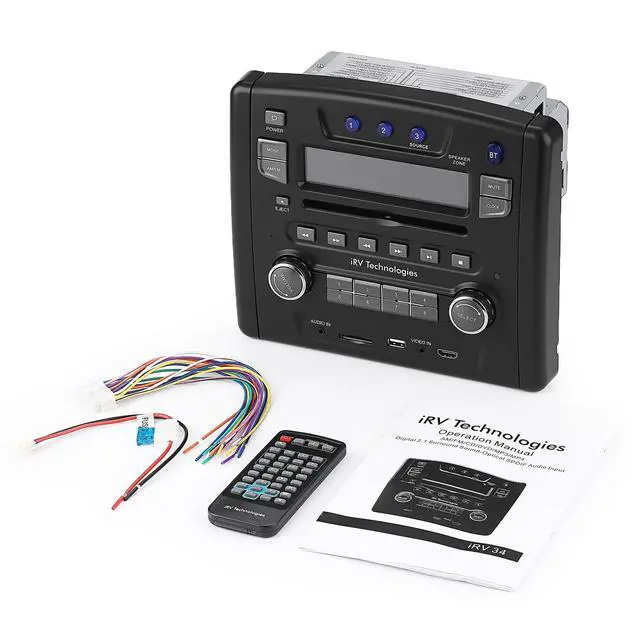 Alt view image 7 of 7 - iRV Technology iRV34 AM/FM/CD/DVD/MP3/MP4 /USB/SD/HDMI/Digital2.1/Surround Sound/Bluetooth 3 Zones wall mount RV Radio Stereo