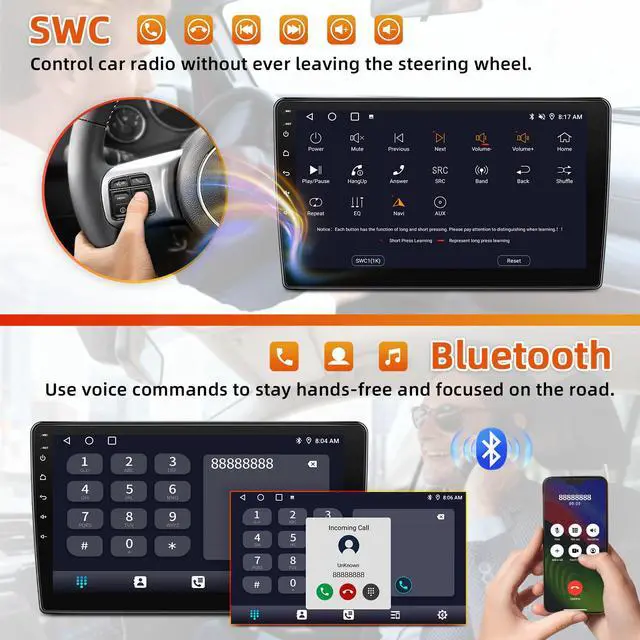 Alt view image 5 of 7 - Car Radio Stereo for Jeep Wrangler JK 2007-2018 with Backup Camera | 2+64G Android 15 Touch Screen Radio with Wireless CarPlay Android Auto Bluetooth GPS Navigation