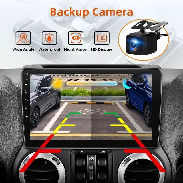 Alt view image 6 of 7 - Car Radio Stereo for Jeep Wrangler JK 2007-2018 with Backup Camera | 2+64G Android 15 Touch Screen Radio with Wireless CarPlay Android Auto Bluetooth GPS Navigation