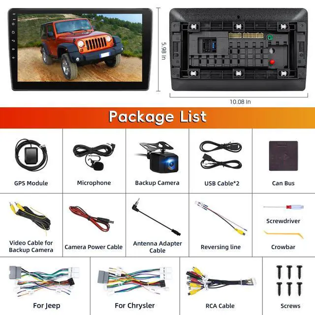 Alt view image 7 of 7 - Car Radio Stereo for Jeep Wrangler JK 2007-2018 with Backup Camera | 2+64G Android 15 Touch Screen Radio with Wireless CarPlay Android Auto Bluetooth GPS Navigation