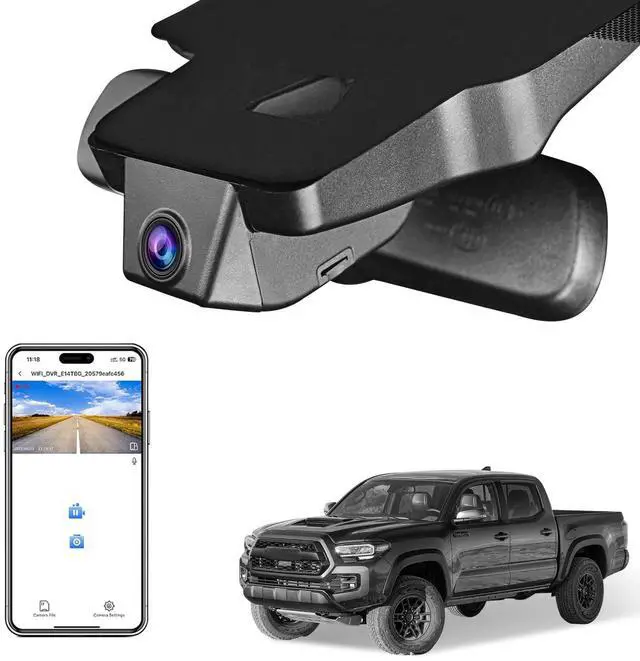 Main image of 4K Dash Cam Custom fit for Toyota Tacoma 2018-2023(Model A) | Limited TRD Sport Off-Road Pro SR5 SR etc, Integrated OEM Look,UHD 2160P Video,App & WiFi, GPS, 64GB Card