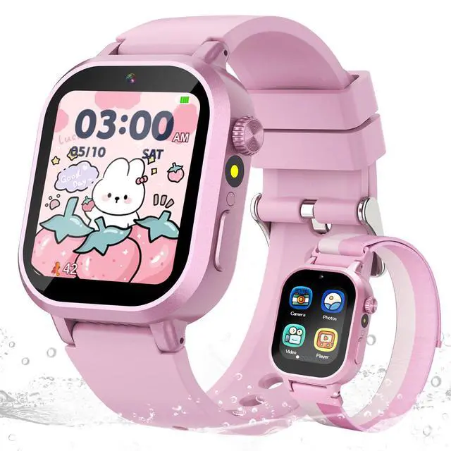 Main image of Kids Waterproof Smart Watch Girls Gift Age 3-12 with 39 Game HD Touch Screen Music Player Video Camera Pedometer Alarm Clock Birthday Gift for 6 7 8 9 Year Olds Pink