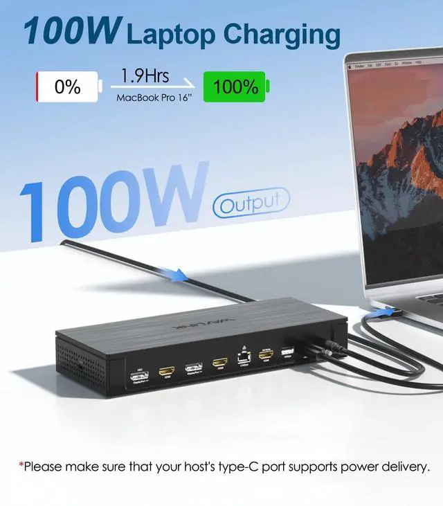 Alt view image 4 of 7 - Pro Docking Station 5 Monitors, Five 4K Displays for Mac,Windows | DisplayLink DL7400 Dock with PD100W, 2x DP 1.4(120Hz), 2x HDMI, 2.5Gbps Ethernet, Ideal for Workstation & Home Office