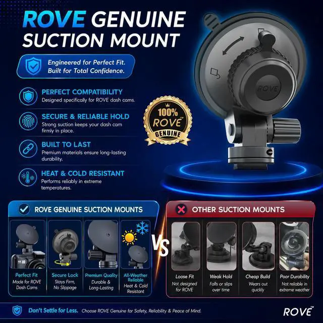 Alt view image 2 of 7 - Suction Cup Mount for R2-4K, R2-4K PRO and R2-4K Dual Dash Camera Models | OEM 360° windshield suction cup mount, tool-free install, secure hold, easy removal, fits R2 Series dash cameras