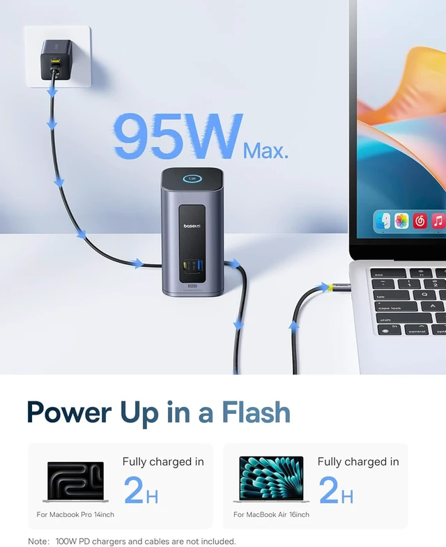 Alt view image 7 of 7 - Nomos Air Mac 12 in 1 Docking Station, Dual Monitor Laptop Docking Station with 2K HDMI/DP, 10Gbps USB-C/A, 100W PD, USB C Docking Station Compatible for macOS, Displaylink Driver Required