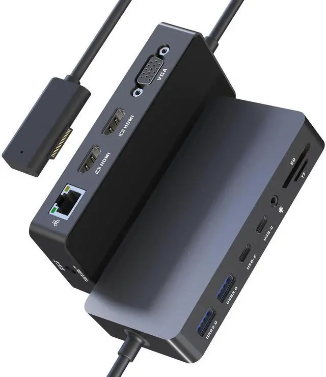 Main image of Surface Docking Station, Triple Display Dual 4K HDMI & VGA, 12-in-1 Surface Pro Dock for Microsoft Surface Pro 12/11/10/9/8/7/6/5/4/3, Surface Laptop 7/6/5/4, Surface Go/Book/Laptop Go