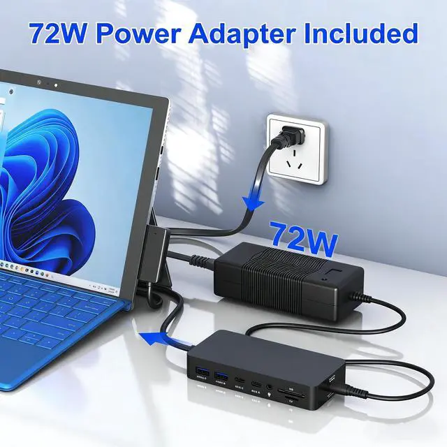 Alt view image 5 of 7 - Surface Docking Station, Triple Display Dual 4K HDMI & VGA, 12-in-1 Surface Pro Dock for Microsoft Surface Pro 12/11/10/9/8/7/6/5/4/3, Surface Laptop 7/6/5/4, Surface Go/Book/Laptop Go