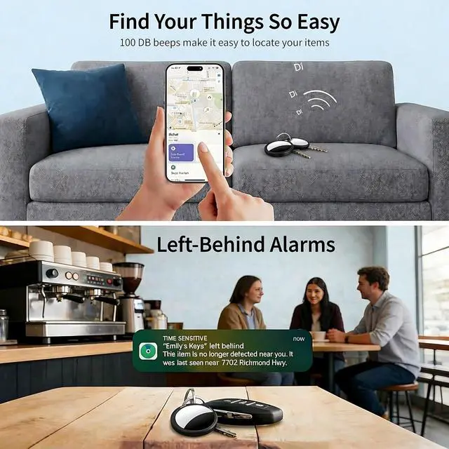 Alt view image 3 of 7 - 2 Pack Smart Tracker Tags MFi Certified for Apple Find My Item Finder | Air Tracker Bluetooth Tracking Devices Tags Global Coverage Locator Item Finder for Keys Kids Dogs Luggage Wallet Backpack