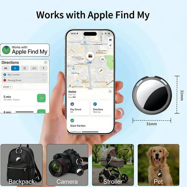 Alt view image 2 of 7 - 2 Pack Smart Tracker Tags MFi Certified for Apple Find My Item Finder | Air Tracker Bluetooth Tracking Devices Tags Global Coverage Locator Item Finder for Keys Kids Dogs Luggage Wallet Backpack