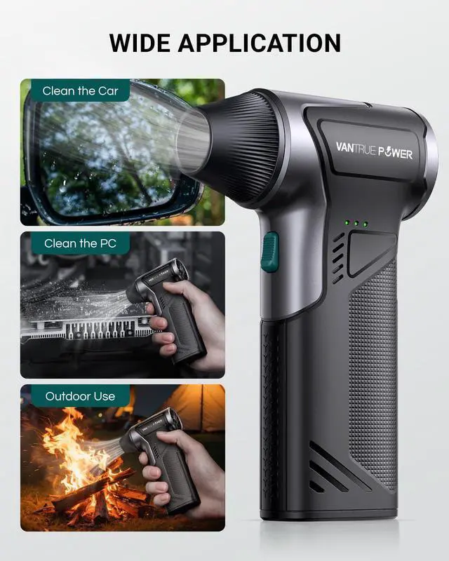 Alt view image 4 of 7 - T150 Compressed Air Duster, Mini Hand Blower 110000RPM, 3-Gear Handheld Cordless Blower with Fast Charging, Portable Electric Air Blower for PC, Car, Outdoor, Keyboard