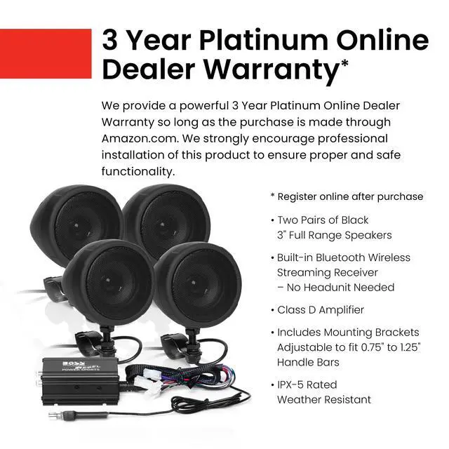 Alt view image 2 of 7 - MCBK470B Motorcycle ATV Speakers & Class D Amp Package