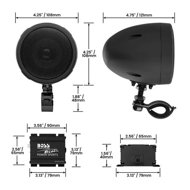Alt view image 7 of 7 - MCBK470B Motorcycle ATV Speakers & Class D Amp Package
