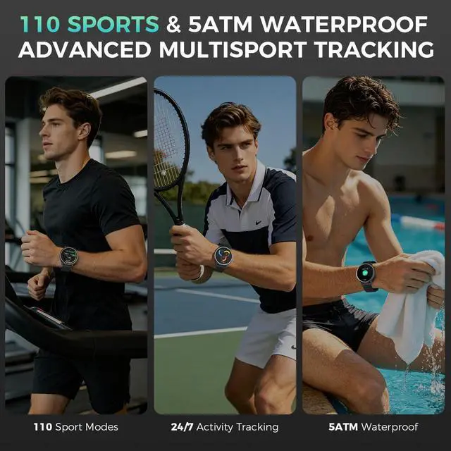 Alt view image 3 of 7 - GPS Smart Watch for Men Women, 1.32" AMOLED, 5ATM Fitness Tracker | Smartwatch Built-in GPS, Bluetooth Call, 110+ Sports Modes, 24/7 Heart Rate/SpO2/Sleep Monitor, Barometer, for Android & iOS
