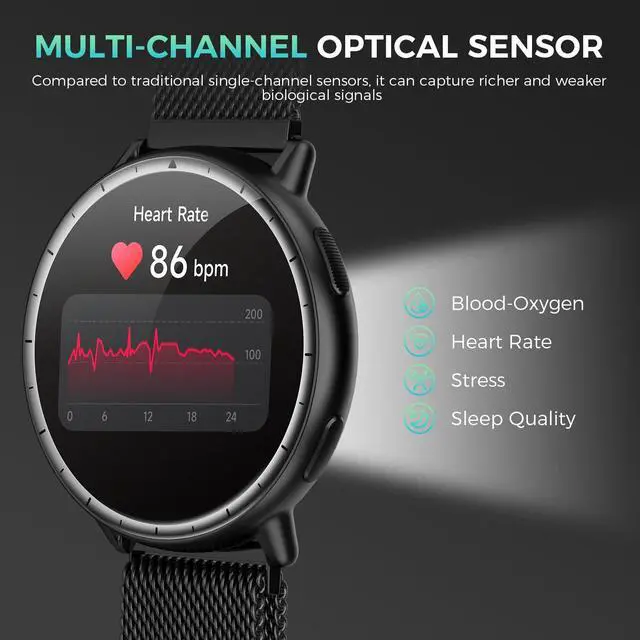Alt view image 7 of 7 - GPS Smart Watch for Men Women, 1.32" AMOLED, 5ATM Fitness Tracker | Smartwatch Built-in GPS, Bluetooth Call, 110+ Sports Modes, 24/7 Heart Rate/SpO2/Sleep Monitor, Barometer, for Android & iOS
