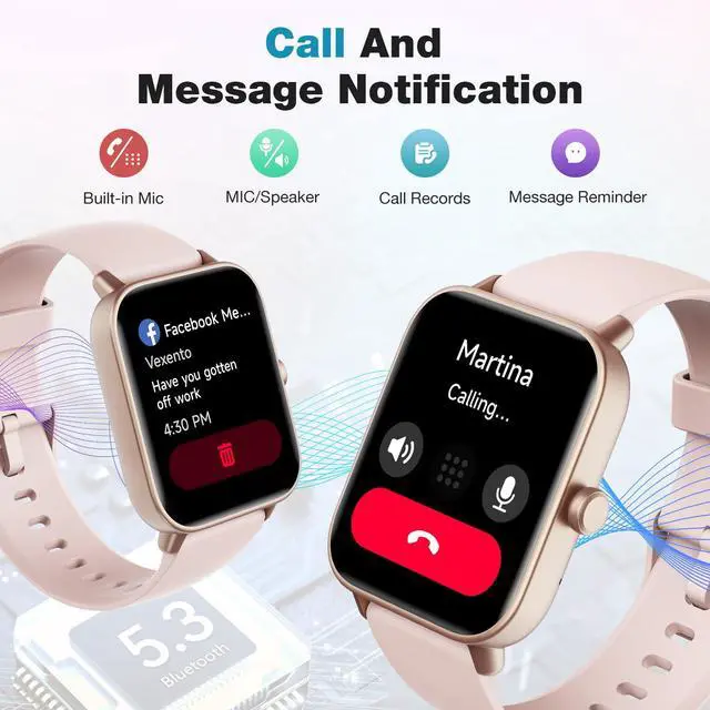 Alt view image 2 of 7 - Smart Watch for Women,1.8 Touchscreen, Bluetooth Call, Alexa Built-in,24/7 Heart Rate SpO2 Monitor,Step Counting,Sleep Tracking, IP68 Waterproof Fitness Tracker Watch for Android iPhone