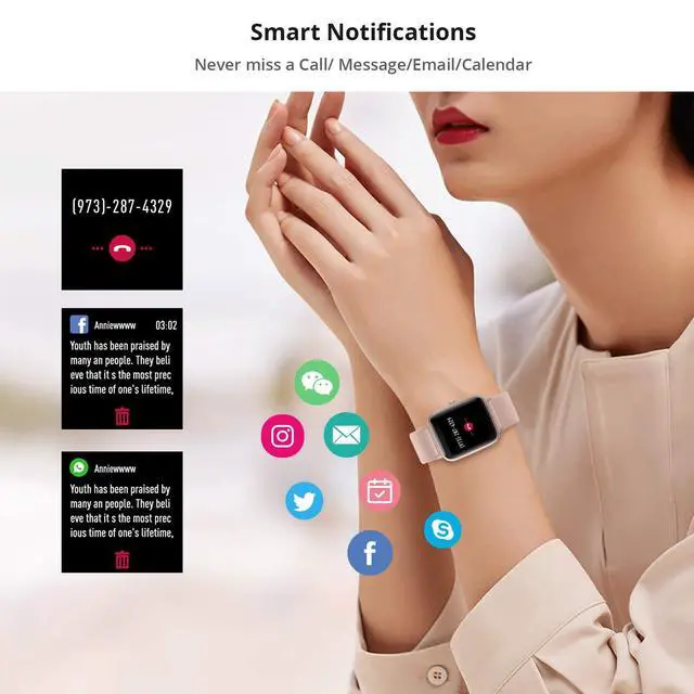 Alt view image 4 of 7 - Smart Watch for Women,1.8 Touchscreen, Bluetooth Call, Alexa Built-in,24/7 Heart Rate SpO2 Monitor,Step Counting,Sleep Tracking, IP68 Waterproof Fitness Tracker Watch for Android iPhone