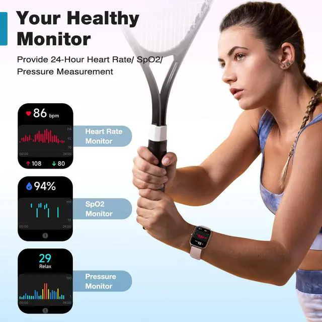 Alt view image 6 of 7 - Smart Watch for Women,1.8 Touchscreen, Bluetooth Call, Alexa Built-in,24/7 Heart Rate SpO2 Monitor,Step Counting,Sleep Tracking, IP68 Waterproof Fitness Tracker Watch for Android iPhone